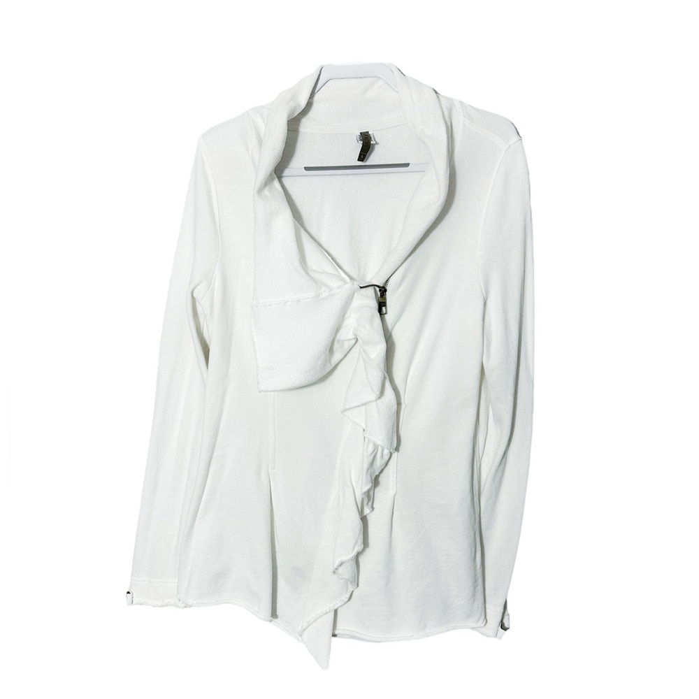 XCVI White French Terry Ruffle Cardigan